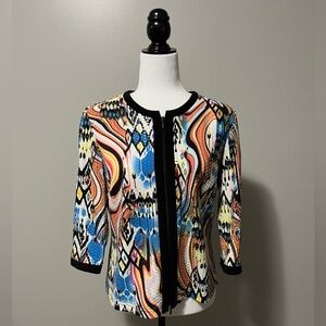 Joseph Ribkoff Multicoloured Abstract Pattern 3/4 Sleeve Dress Jacket Vintage